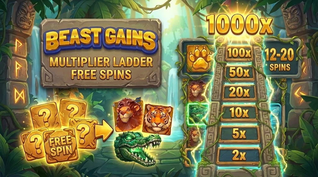 Beast Gains Multiplier Ladder Free Spins — global multiplier climbs to 1,000×